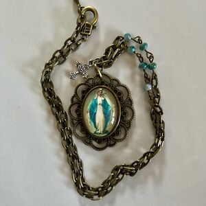 Immaculate Conception of Mary Madonna Virgin Mary Dangle Necklace